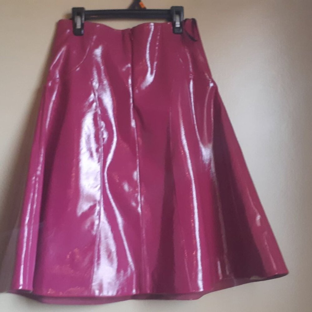 patent leather mid-length skirt